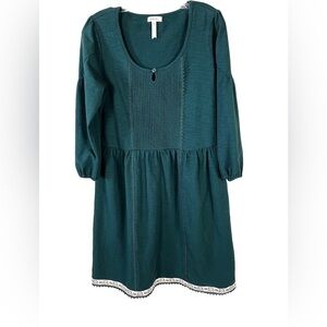 Matilda Jane Crochet Trim Embroidered Peasant Cotton Blend Green Dress M